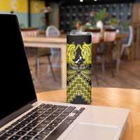 Personalised Aotearoa Matariki Skinny Tumbler Yellow Fern Maori Poutama
