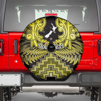 Personalised Aotearoa Matariki Spare Tire Cover Yellow Fern Maori Poutama