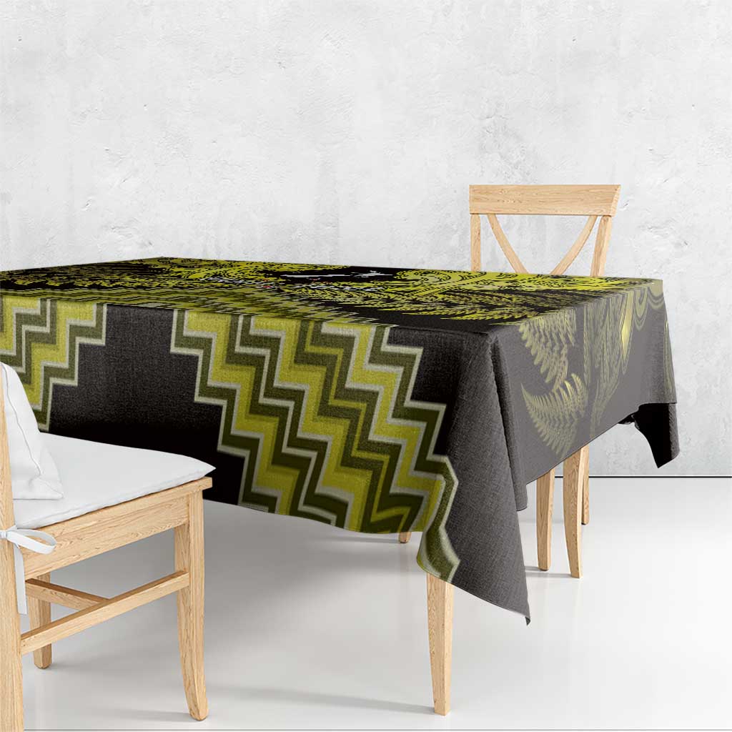 Personalised Aotearoa Matariki Tablecloth Yellow Fern Maori Poutama