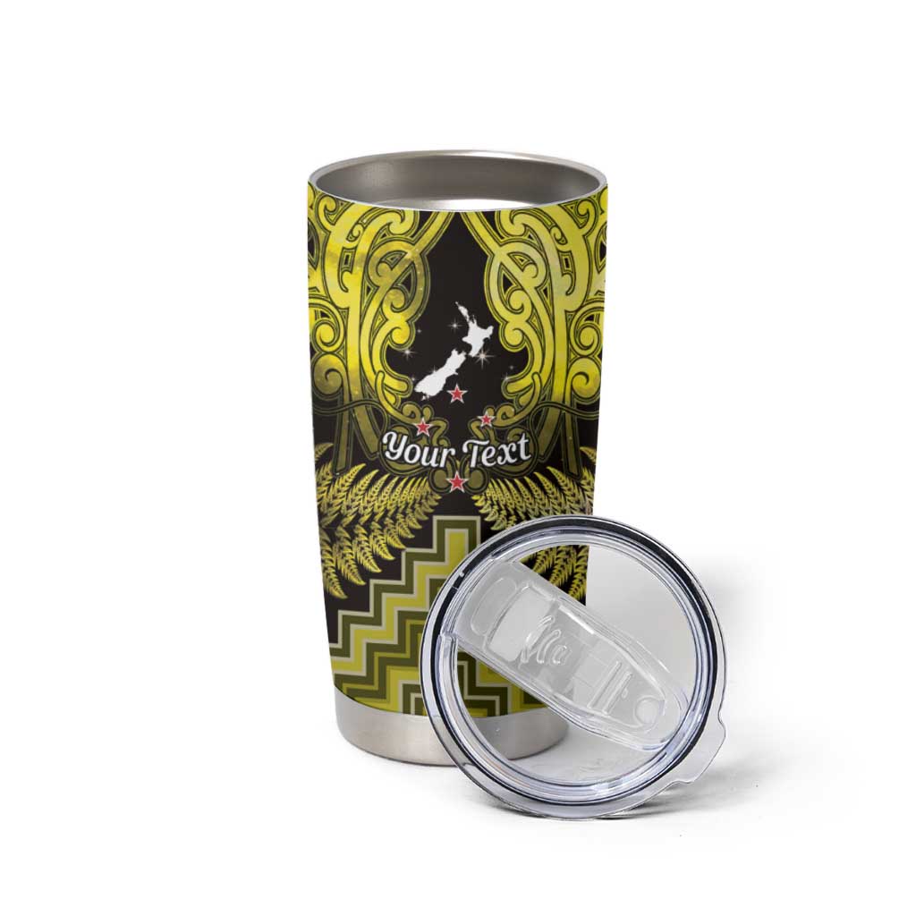 Personalised Aotearoa Matariki Tumbler Cup Yellow Fern Maori Poutama
