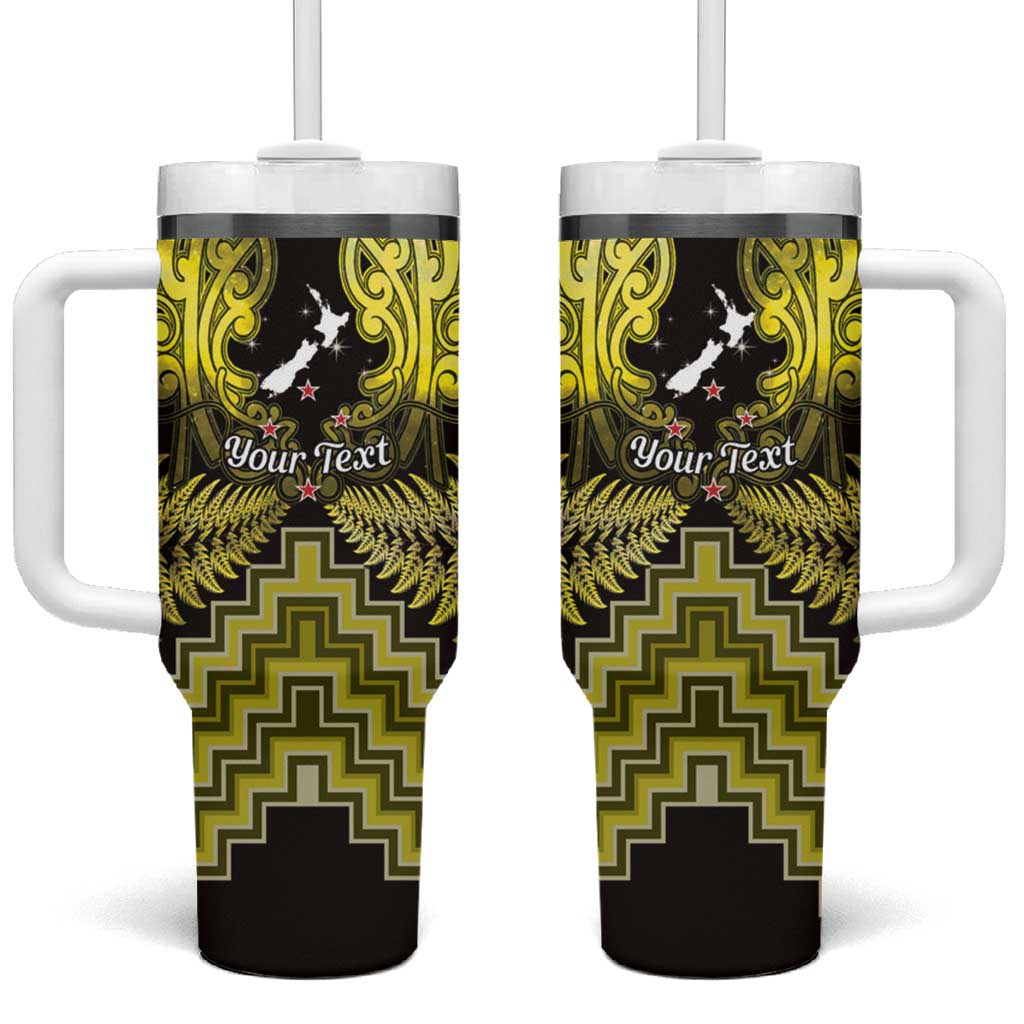 Personalised Aotearoa Matariki Tumbler With Handle Yellow Fern Maori Poutama