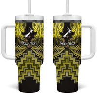 Personalised Aotearoa Matariki Tumbler With Handle Yellow Fern Maori Poutama