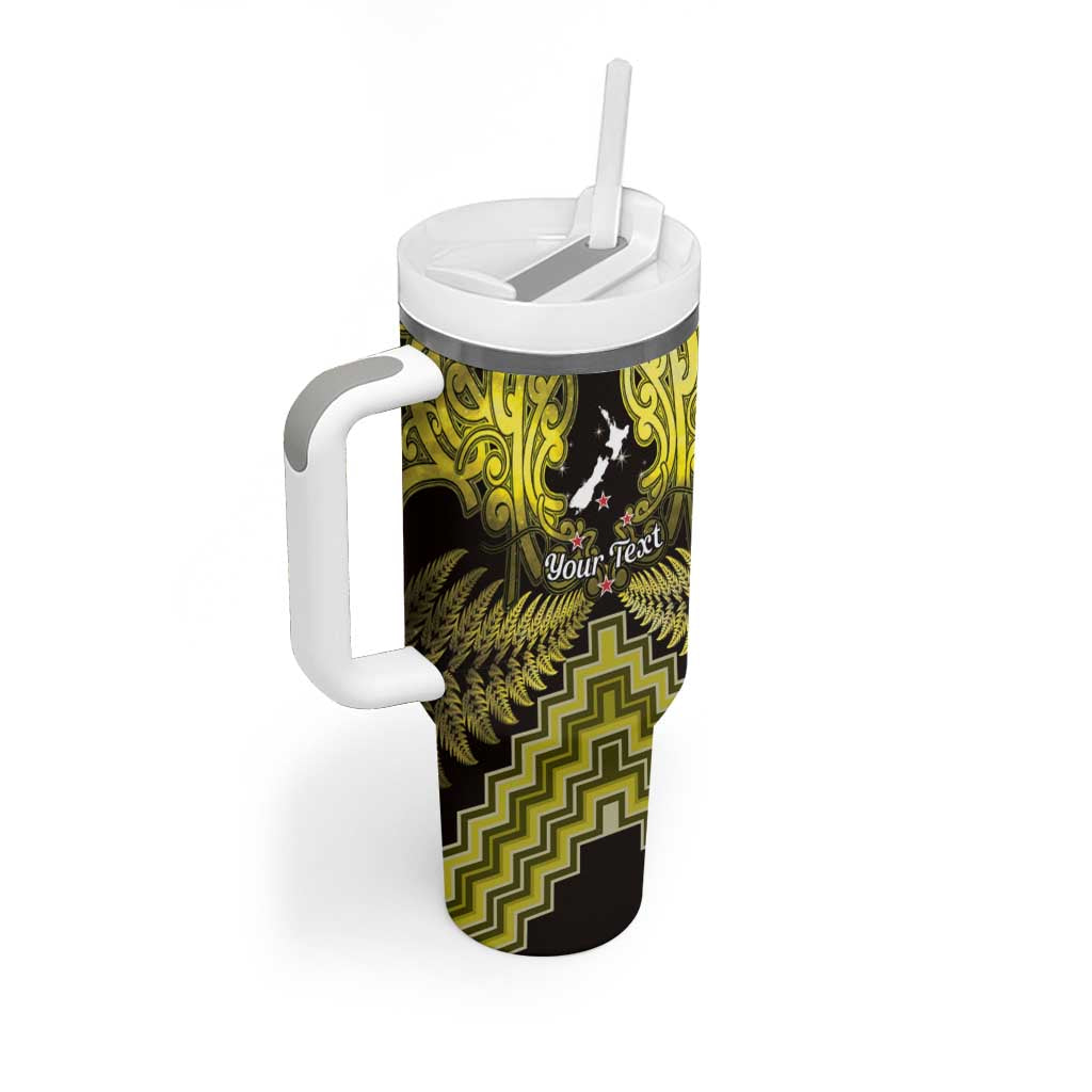Personalised Aotearoa Matariki Tumbler With Handle Yellow Fern Maori Poutama