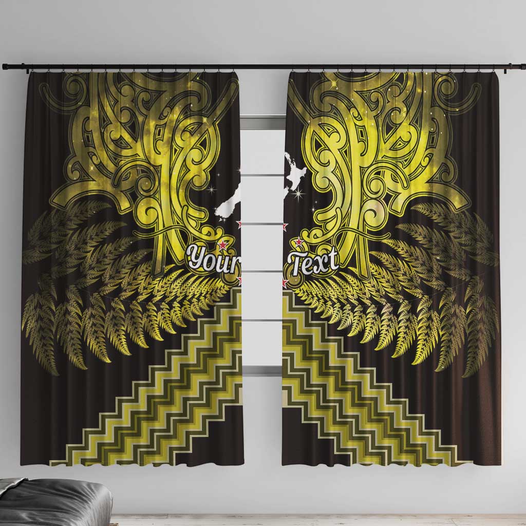 Personalised Aotearoa Matariki Window Curtain Yellow Fern Maori Poutama