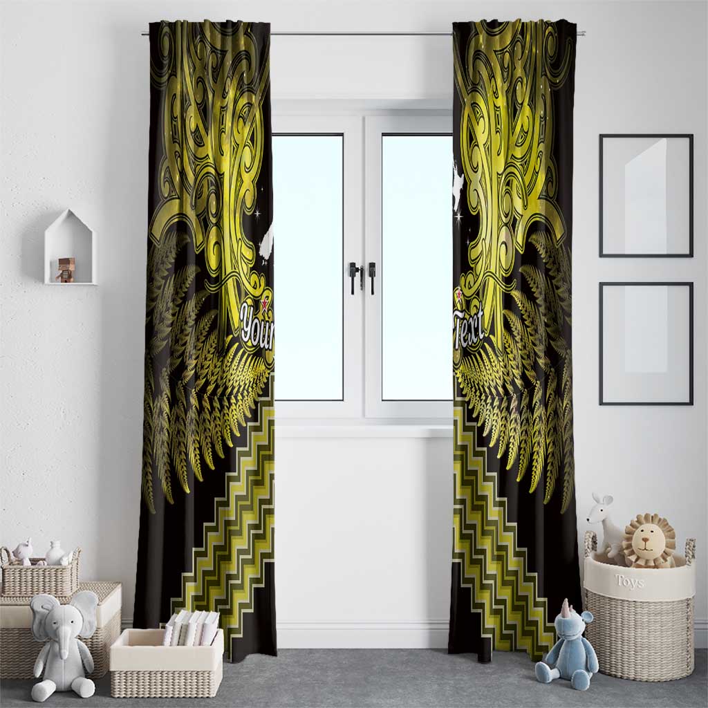 Personalised Aotearoa Matariki Window Curtain Yellow Fern Maori Poutama