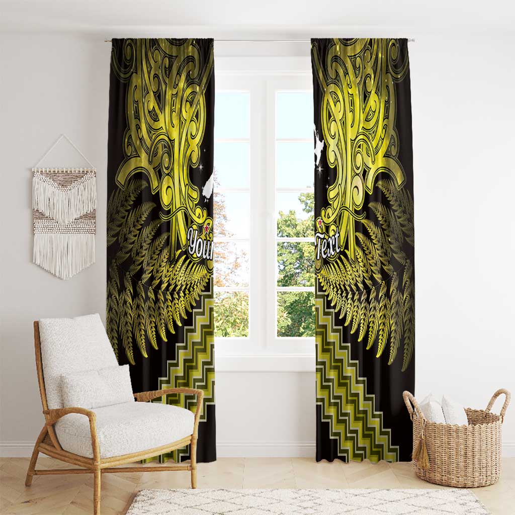 Personalised Aotearoa Matariki Window Curtain Yellow Fern Maori Poutama