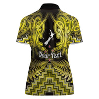 Personalised Aotearoa Matariki Women Polo Shirt Yellow Fern Maori Poutama
