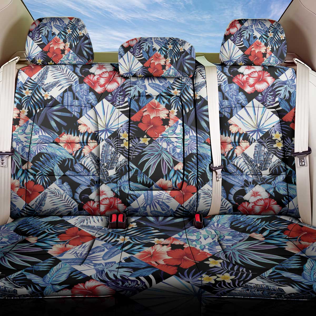 Hawaii Tropicana Blue Pattern Back Car Seat Cover LT01 One Size Blue - Polynesian Pride