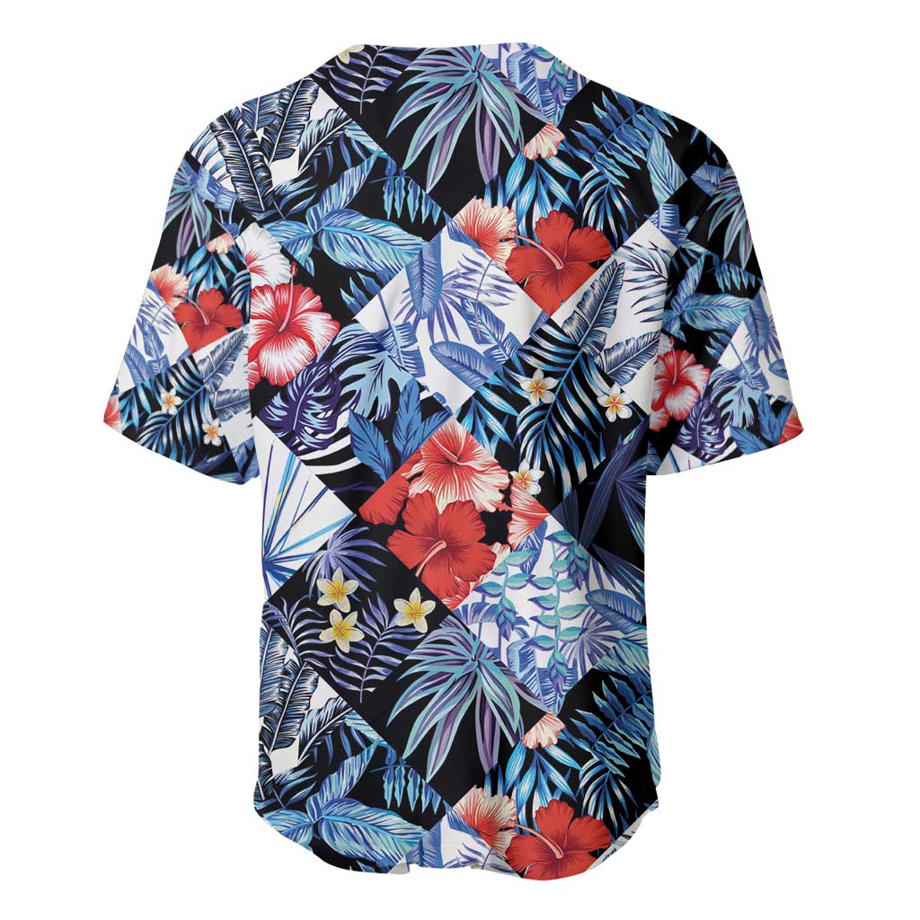 Hawaii Tropicana Blue Pattern Baseball Jersey - Polynesian Pride