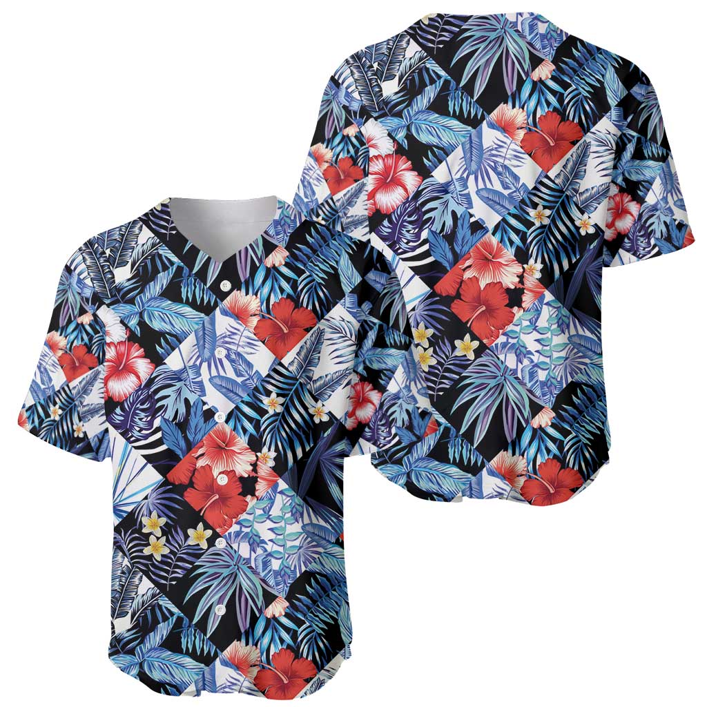 Hawaii Tropicana Blue Pattern Baseball Jersey - Polynesian Pride