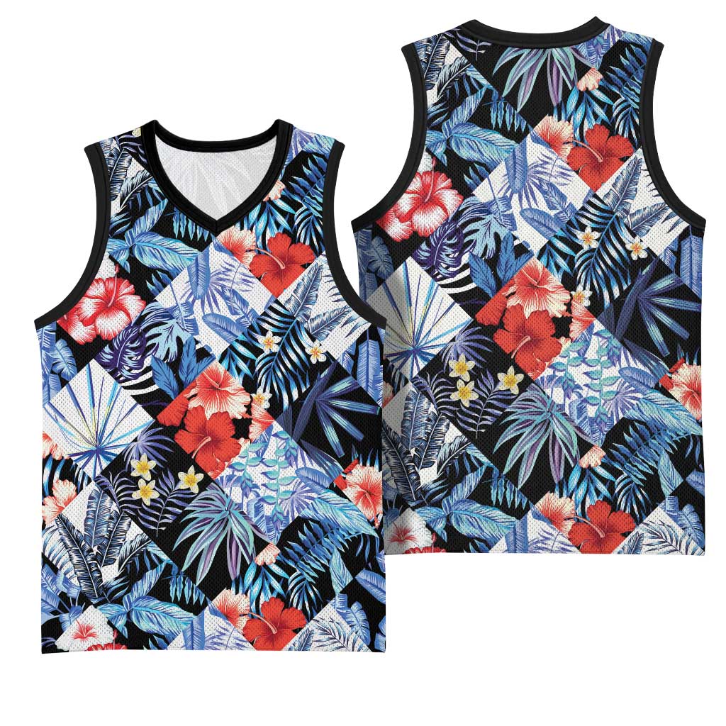 Hawaii Tropicana Blue Pattern Basketball Jersey - Polynesian Pride