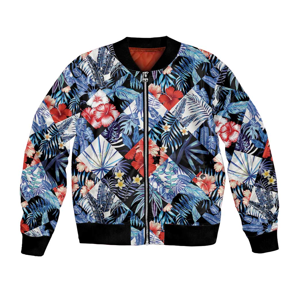 Hawaii Tropicana Blue Pattern Bomber Jacket - Polynesian Pride