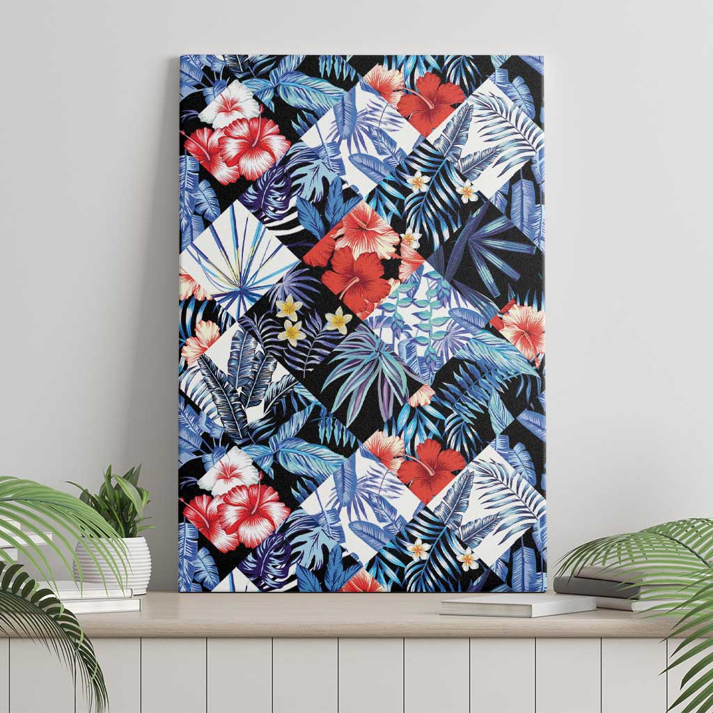 Hawaii Tropicana Blue Pattern Canvas Wall Art - Polynesian Pride