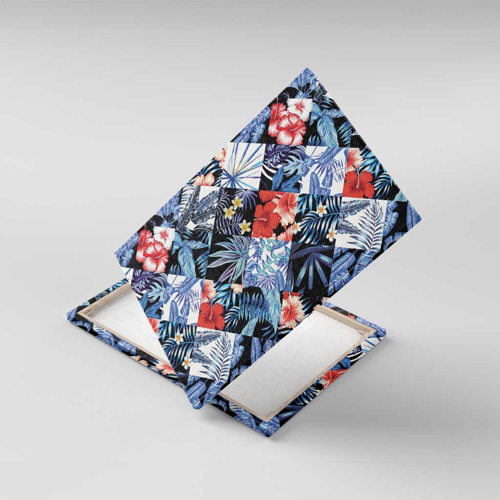 Hawaii Tropicana Blue Pattern Canvas Wall Art - Polynesian Pride