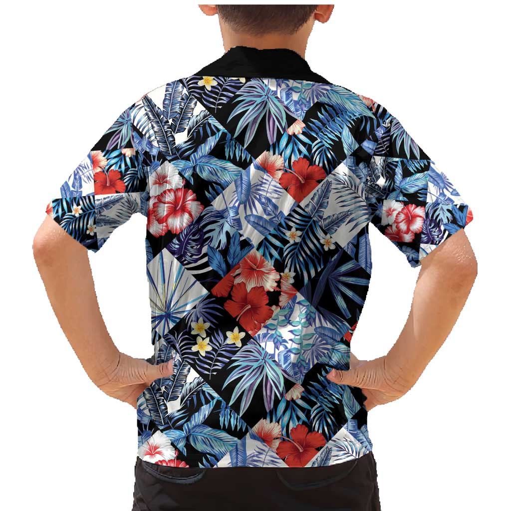 Hawaii Tropicana Blue Pattern Family Matching Mermaid Dress and Hawaiian Shirt - Polynesian Pride