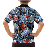 Hawaii Tropicana Blue Pattern Family Matching Mermaid Dress and Hawaiian Shirt - Polynesian Pride