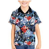 Hawaii Tropicana Blue Pattern Family Matching Mermaid Dress and Hawaiian Shirt - Polynesian Pride