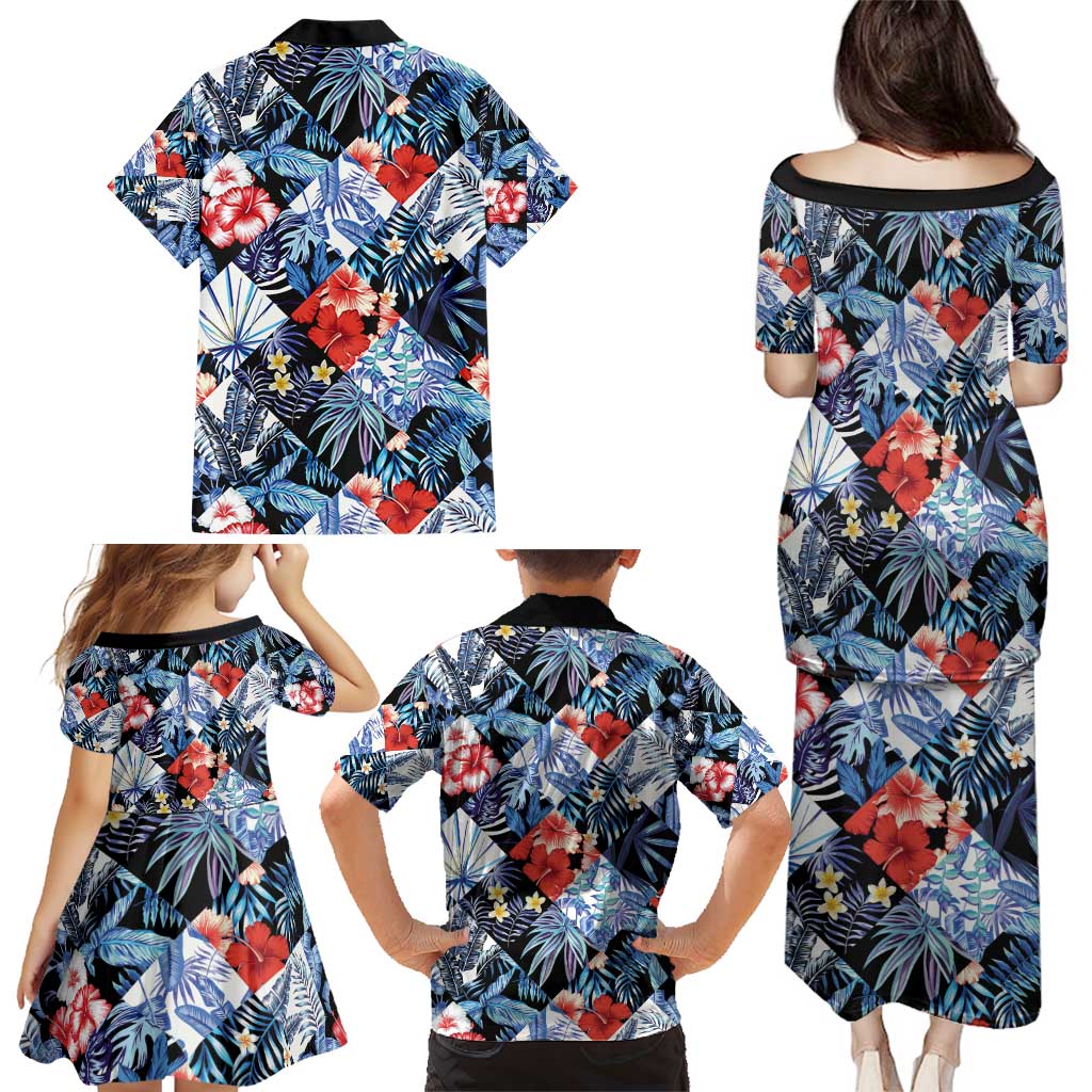 Hawaii Tropicana Blue Pattern Family Matching Puletasi and Hawaiian Shirt - Polynesian Pride