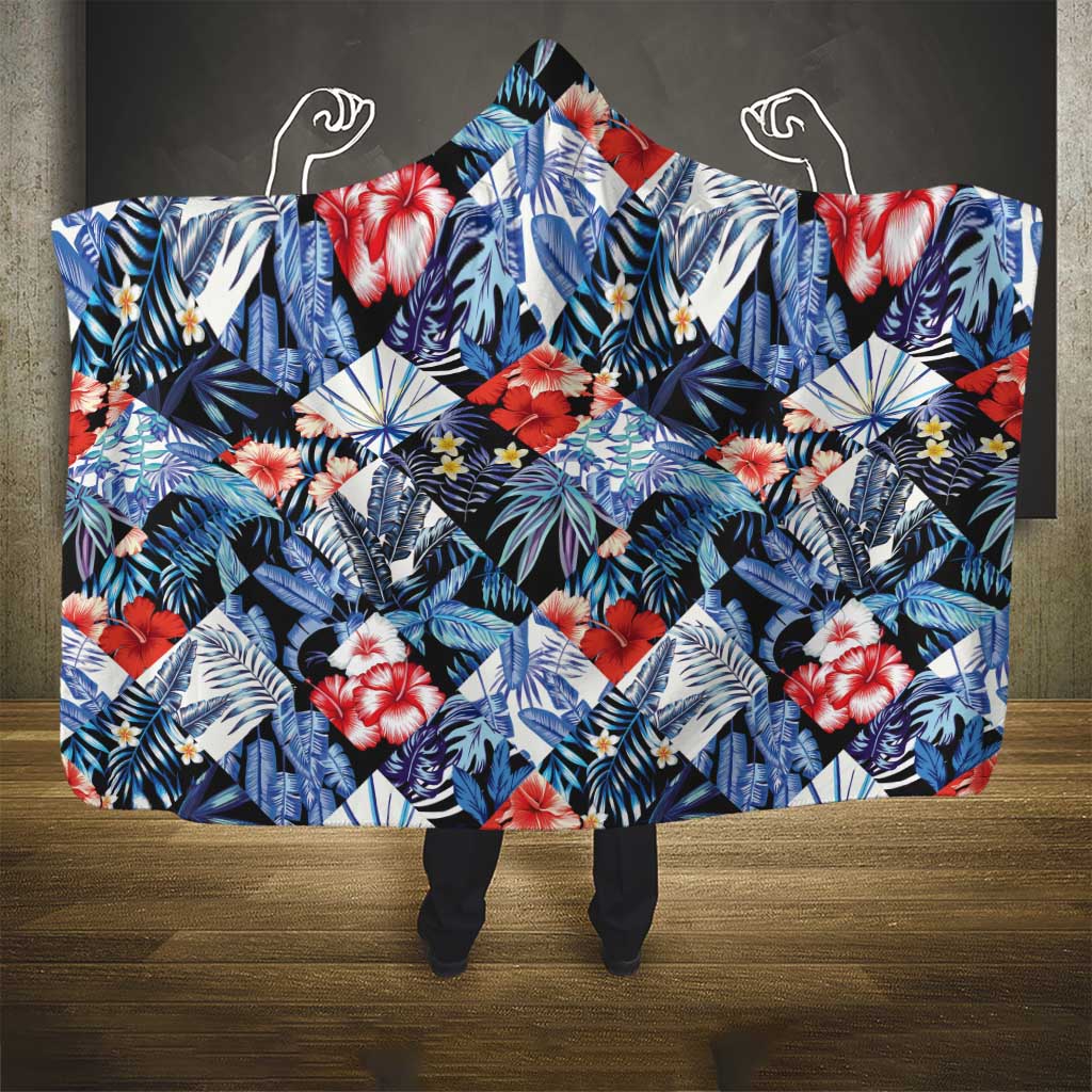 Hawaii Tropicana Blue Pattern Hooded Blanket - Polynesian Pride