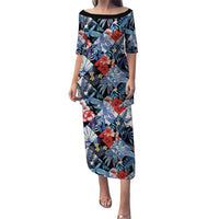 Hawaii Tropicana Blue Pattern Puletasi - Polynesian Pride