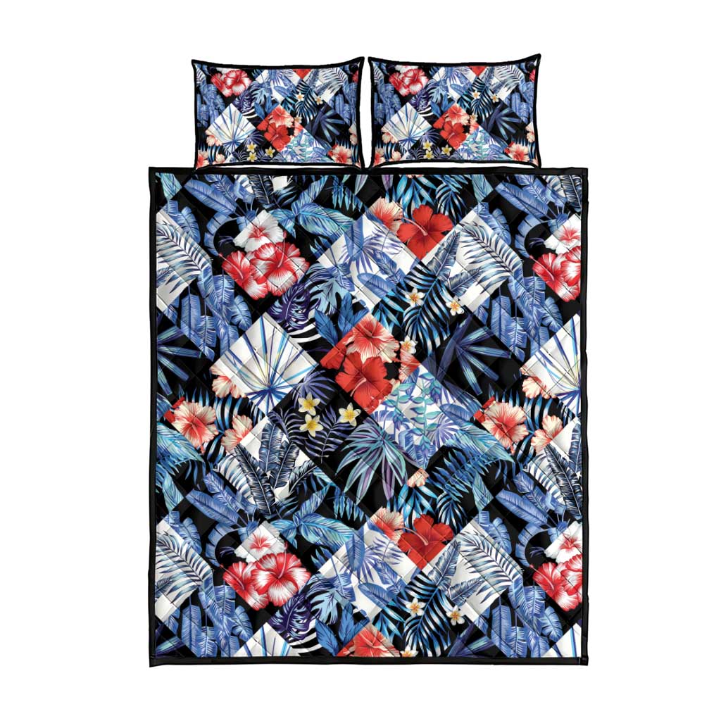 Hawaii Tropicana Blue Pattern Quilt Bed Set - Polynesian Pride