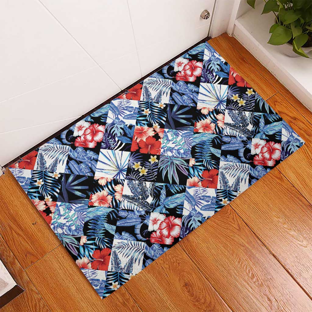 Hawaii Tropicana Blue Pattern Rubber Doormat - Polynesian Pride