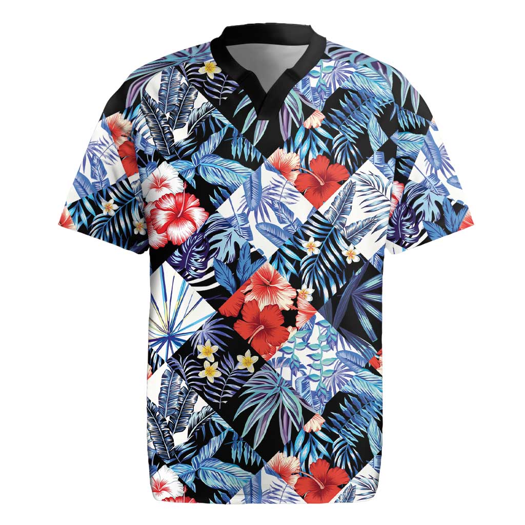 Hawaii Tropicana Blue Pattern Rugby Jersey - Polynesian Pride