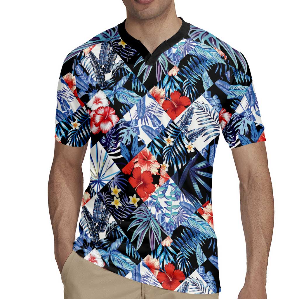 Hawaii Tropicana Blue Pattern Rugby Jersey - Polynesian Pride