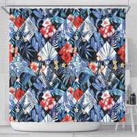Hawaii Tropicana Blue Pattern Shower Curtain - Polynesian Pride