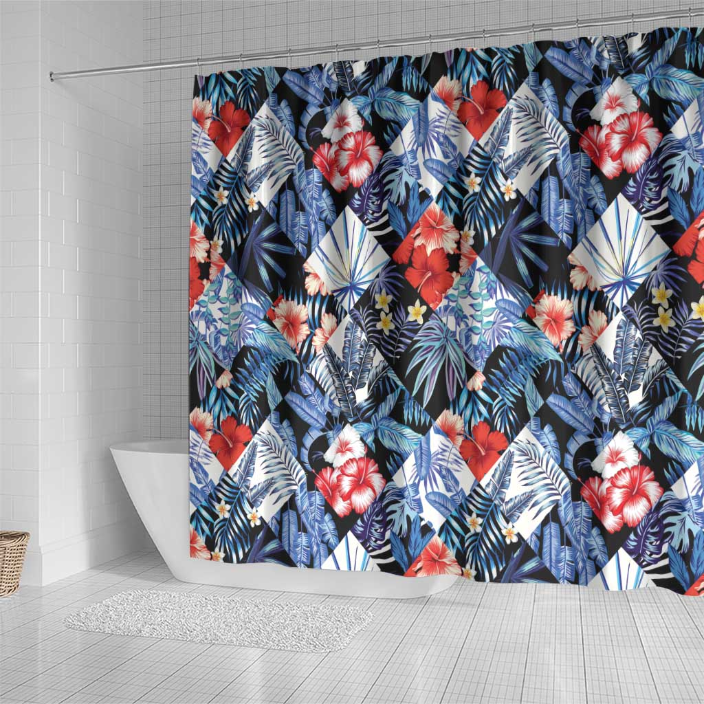 Hawaii Tropicana Blue Pattern Shower Curtain - Polynesian Pride