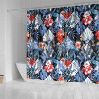 Hawaii Tropicana Blue Pattern Shower Curtain - Polynesian Pride