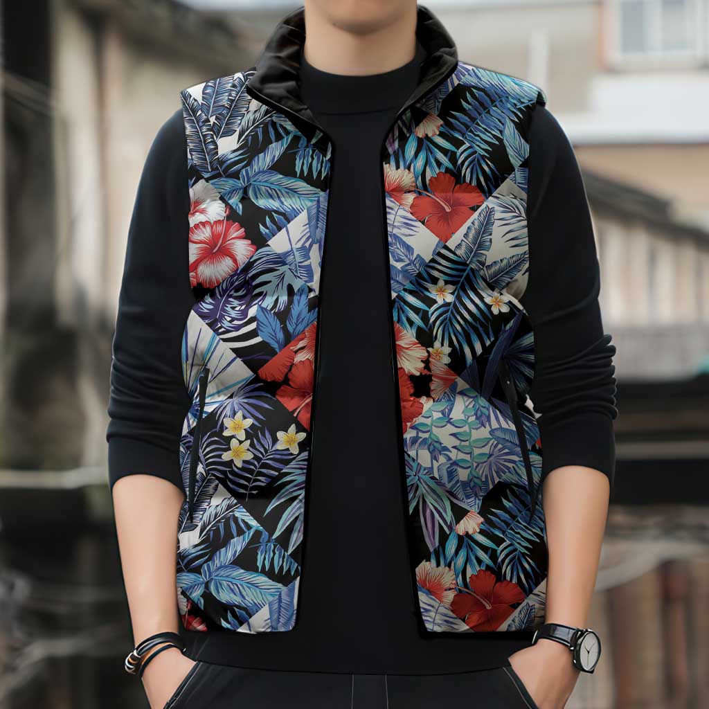 Hawaii Tropicana Blue Pattern Sleeveless Puffer Jacket - Polynesian Pride