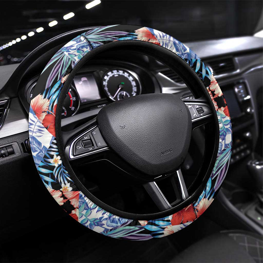 Hawaii Tropicana Blue Pattern Steering Wheel Cover - Polynesian Pride