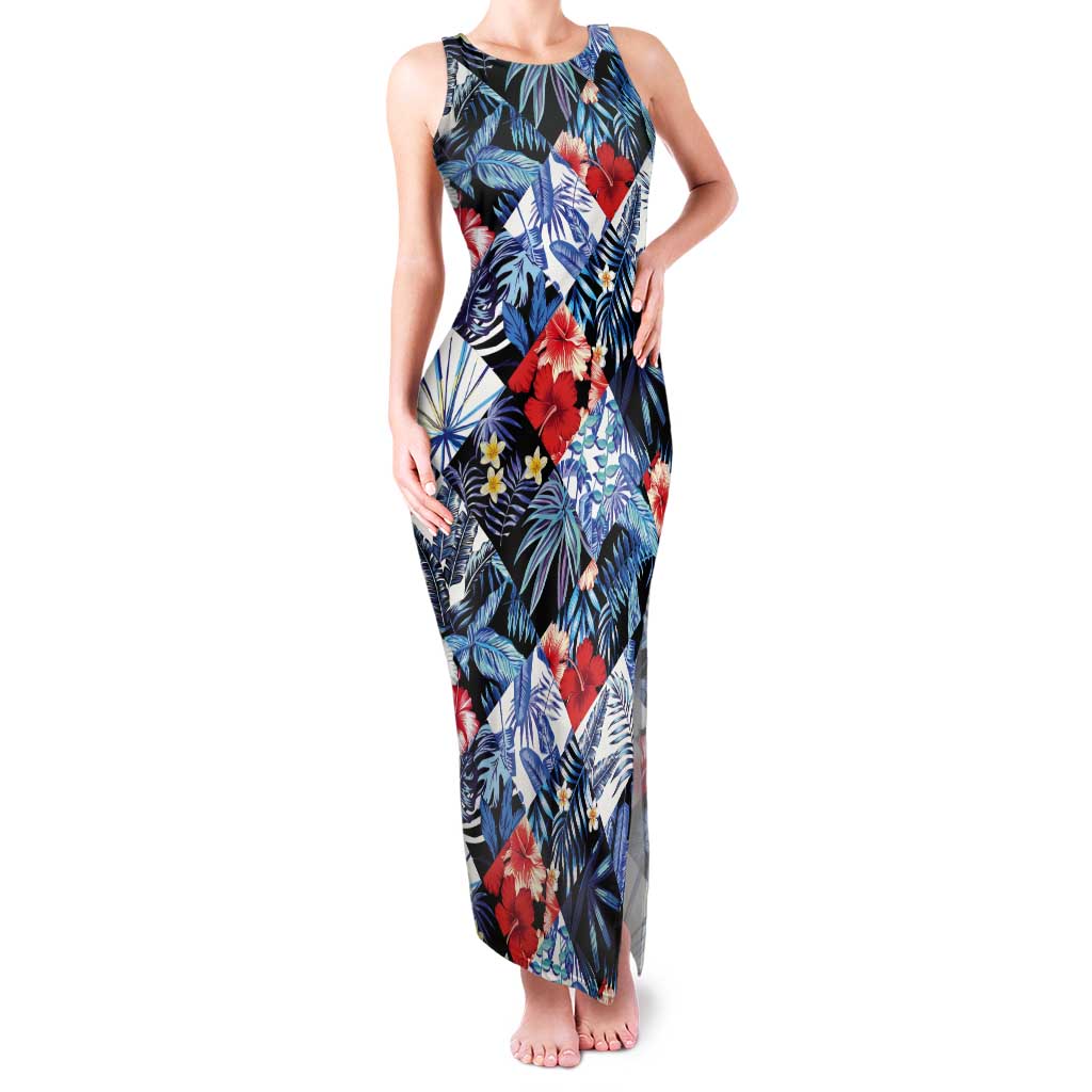 Hawaii Tropicana Blue Pattern Tank Maxi Dress - Polynesian Pride