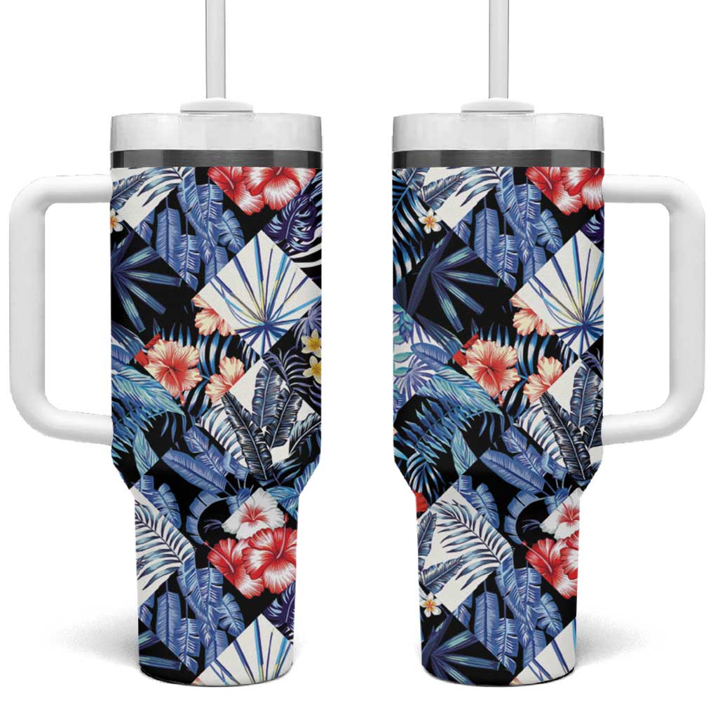 Hawaii Tropicana Blue Pattern Tumbler With Handle - Polynesian Pride