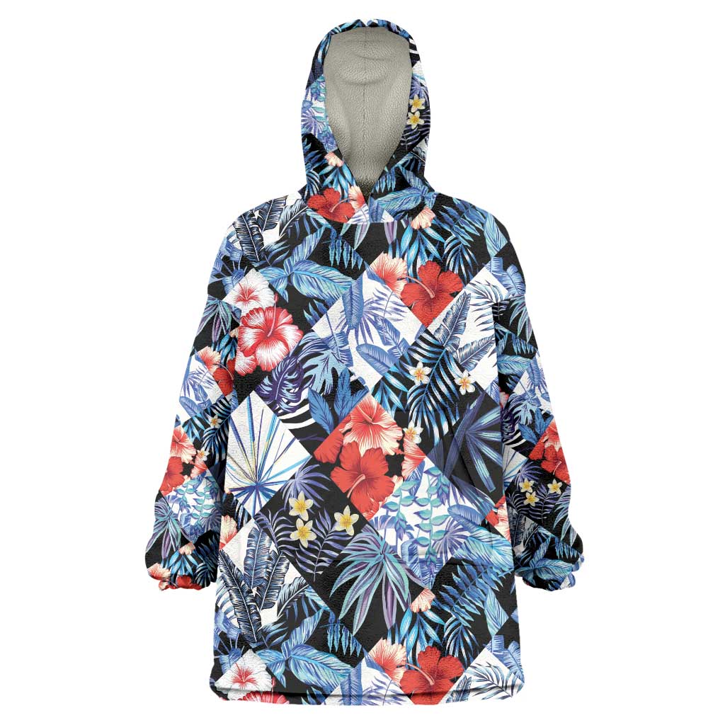 Hawaii Tropicana Blue Pattern Wearable Blanket Hoodie - Polynesian Pride