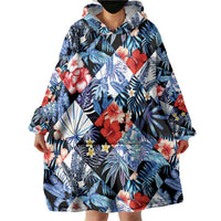 Hawaii Tropicana Blue Pattern Wearable Blanket Hoodie - Polynesian Pride