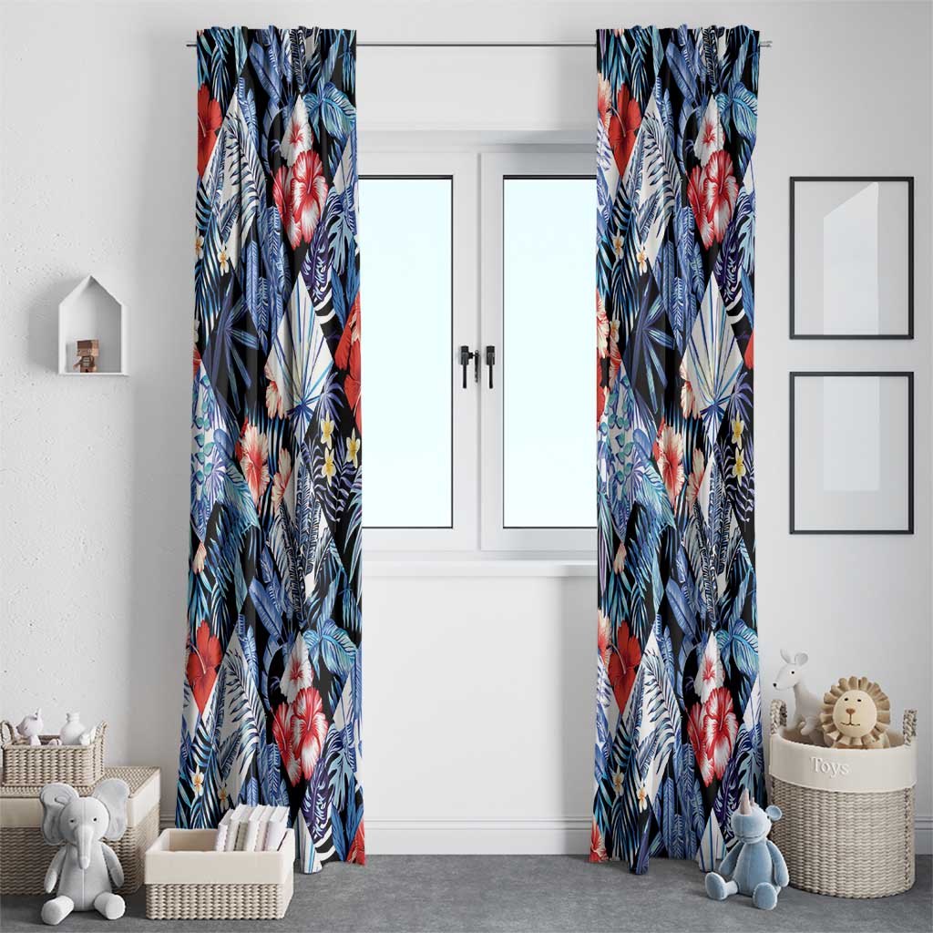 Hawaii Tropicana Blue Pattern Window Curtain - Polynesian Pride