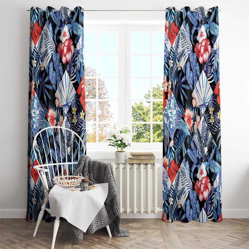Hawaii Tropicana Blue Pattern Window Curtain - Polynesian Pride