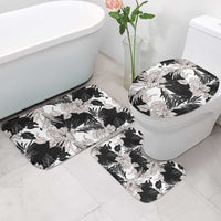 Black White Monotone Tropical Flowers Pattern Bathroom Set - Polynesian Pride