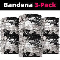 Black White Monotone Tropical Flowers Pattern Neck Gaiter - Polynesian Pride