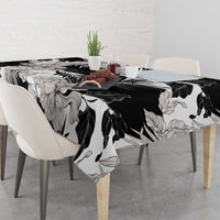 Black White Monotone Tropical Flowers Pattern Tablecloth - Polynesian Pride