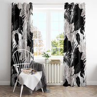 Black White Monotone Tropical Flowers Pattern Window Curtain - Polynesian Pride