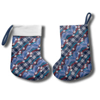 Polynesian Monstera Tiare Floral Christmas Stocking Royal Blue Tropical Plaid LT01 - Polynesian Pride