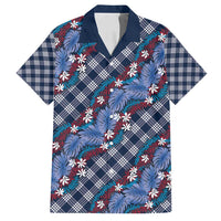Polynesian Monstera Tiare Floral Family Matching Tank Maxi Dress and Hawaiian Shirt Royal Blue Tropical Plaid - Polynesian Pride