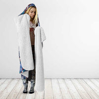 Polynesian Monstera Tiare Floral Hooded Blanket Royal Blue Tropical Plaid - Polynesian Pride