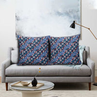 Polynesian Monstera Tiare Floral Pillow Cover Royal Blue Tropical Plaid LT01 - Polynesian Pride