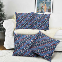 Polynesian Monstera Tiare Floral Pillow Cover Royal Blue Tropical Plaid LT01 - Polynesian Pride