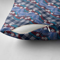 Polynesian Monstera Tiare Floral Pillow Cover Royal Blue Tropical Plaid LT01 - Polynesian Pride