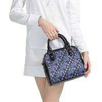 Polynesian Monstera Tiare Floral Shoulder Handbag Royal Blue Tropical Plaid LT01 - Polynesian Pride